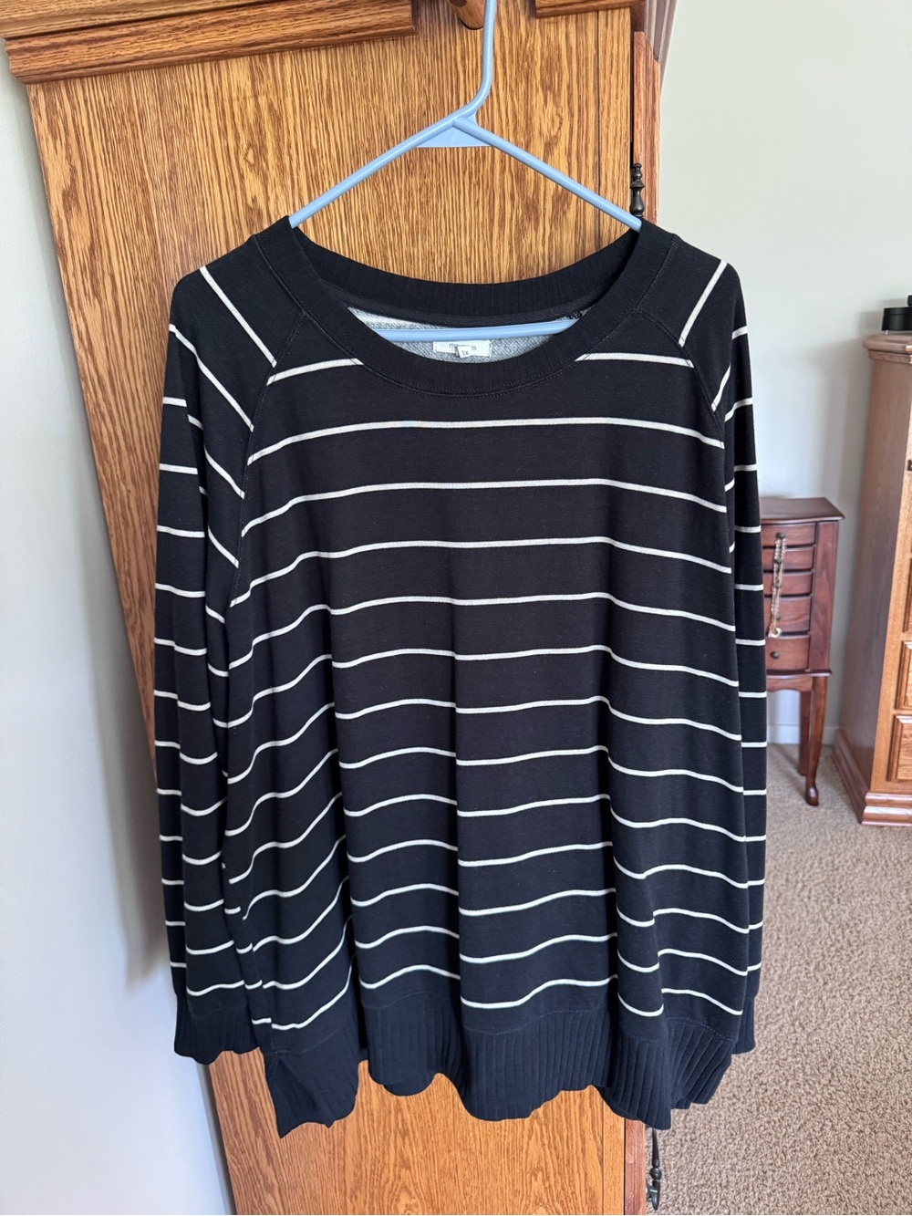 Maurices Black and White Striped Willowsoft Sweatshirt